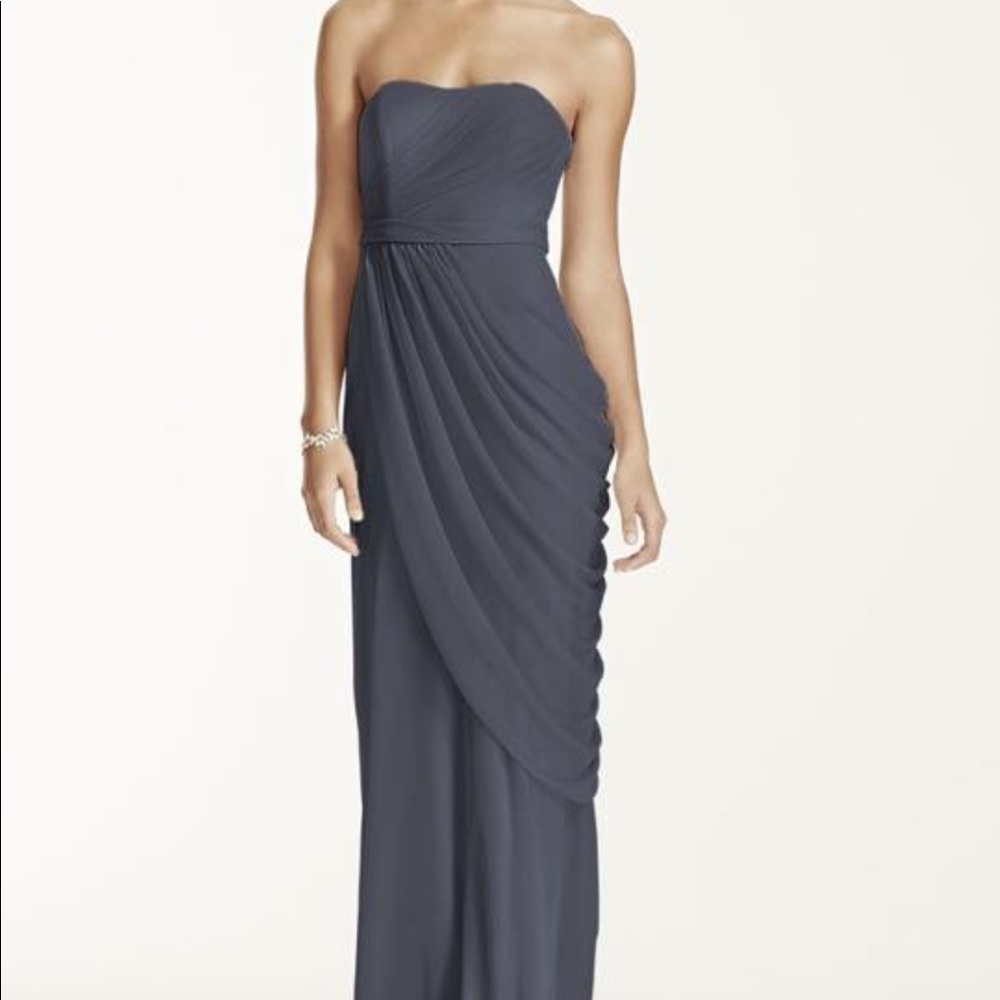 Strapless Mesh Bridesmaid Dress